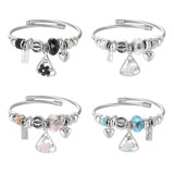 Stainless Steel DIY Beaded Colorful Flower Pendant with Adjustable Opening Bracelet