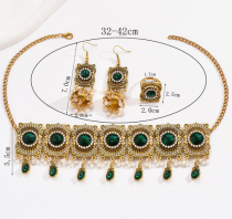 Pearl Water Diamond Jewel Earring Necklace Set