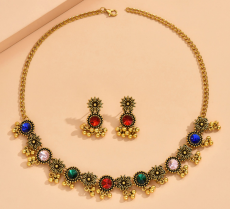 Water Diamond Jewel Earring Necklace Set