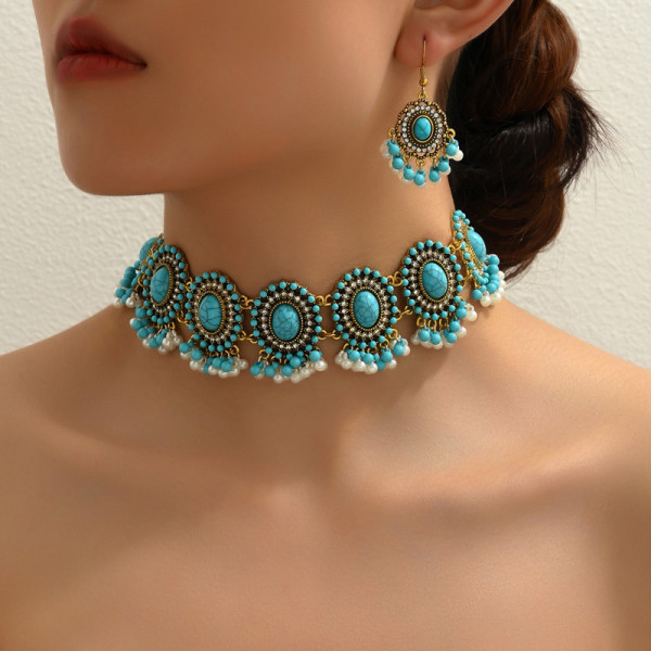 Water Diamond Jewel Earring Necklace Set