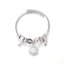 Stainless Steel DIY Beaded Colorful Flower Pendant with Adjustable Opening Bracelet