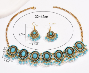 Water Diamond Jewel Earring Necklace Set