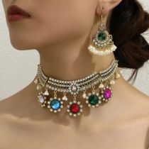 Pearl Water Diamond Jewel Earring Necklace Set
