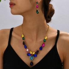 Water Diamond Jewel Earring Necklace Set