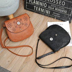 Retro cover style hollow bag with twin multi-layer pockets, single shoulder diagonal cross hollow bag fit 20MM  Snaps button jewelry wholesale