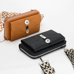 Single shoulder crossbody bag, broadband mobile phone bag, large capacity small square bag fit 20MM  Snaps button jewelry wholesale