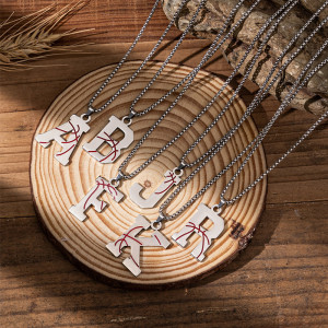 Stainless Steel 26 English Letter Pendant Basketball Line Necklace