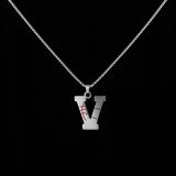 Stainless Steel 26 English Letter Pendant Basketball Line Necklace