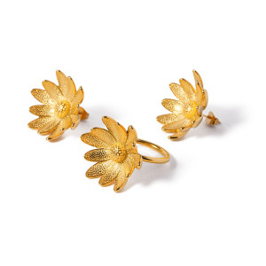Stainless steel sunflower earring ring