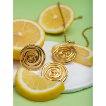 Stainless steel threaded ring earring necklace