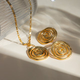 Stainless steel threaded ring earring necklace