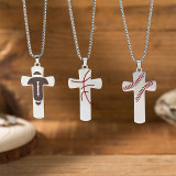 Stainless steel sports basketball rugby cross necklace