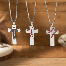 Stainless steel sports basketball rugby cross necklace