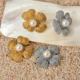 Stainless steel pearl flower earrings