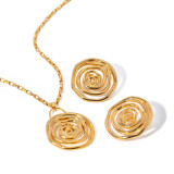 Stainless steel threaded ring earring necklace
