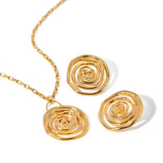 Stainless steel threaded ring earring necklace