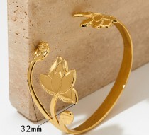 Stainless steel open flower bracelet