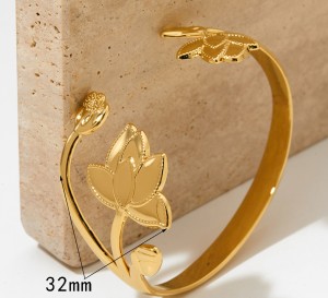 Stainless steel open flower bracelet