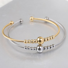 Stainless steel 3MM round bead openable bracelet elastic bracelet