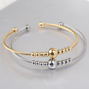 Stainless steel 3MM round bead openable bracelet elastic bracelet