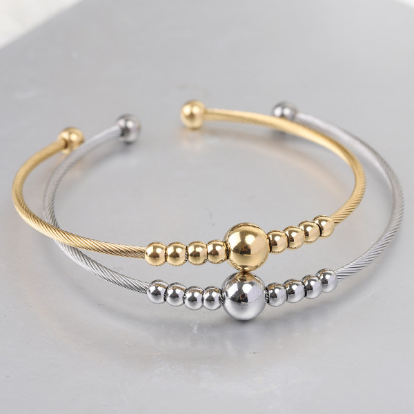Stainless steel 3MM round bead openable bracelet elastic bracelet