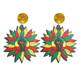 Black Liberation Day African Women Exaggerate Big Earrings with Multi Material Festival Atmosphere Earrings