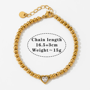 Stainless Steel Beaded Love Necklace Bracelet