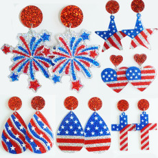 Independence Day Shining Festival Celebration Party American Patriotic Elements Shining Pink Earrings