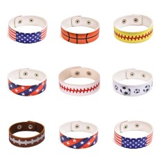 Flag Leather Bracelet Football Fan Bracelet Baseball Basketball PU Leather Independence Day Flag Bracelet