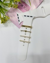 Suitable for Apple Silicone Watch with Decorative Love Pearl Letter Diamond Set of Four