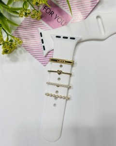Suitable for Apple Silicone Watch with Decorative Love Pearl Letter Diamond Set of Four