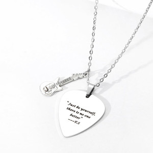 Stainless steel Swift guitar pick necklace note microphone Taylor Swift quote