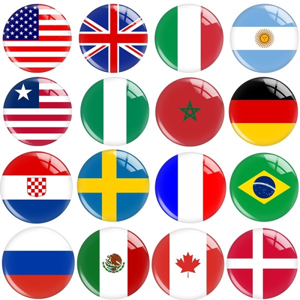 20MM FIFA World CUP Soccer Football flag  glass snap button charms