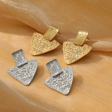 Stainless steel Triangle wrinkle texture earrings