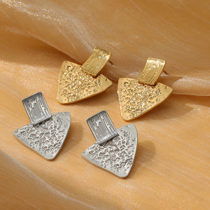 Stainless steel Triangle wrinkle texture earrings