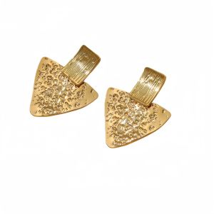 Stainless steel Triangle wrinkle texture earrings