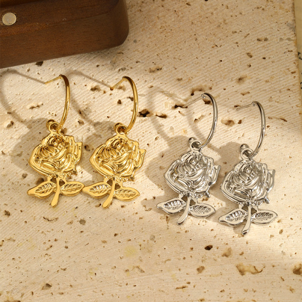 Stainless steel flower earrings