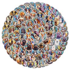 100 pieces of colored glass dog graffiti stickers bag, luggage, computer cartoon stickers, waterproof creative DIY water cup waterproof stickers