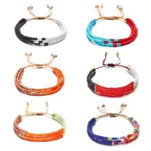 Bohemian style multi-layer woven rice bead bracelet Gifts for Mom