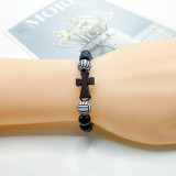 Ball sports bracelet, baseball bead string, football woven wooden bead cross, basketball woven bracelet