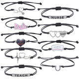 Nurse's electrocardiogram woven bracelet stethoscope Teacher's Day greetings, blessings, gifts, college style jewelry
