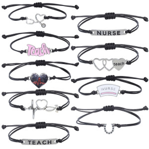 Nurse's electrocardiogram woven bracelet stethoscope Teacher's Day greetings, blessings, gifts, college style jewelry