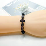 Ball sports bracelet, baseball bead string, football woven wooden bead cross, basketball woven bracelet