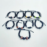 Ball sports bracelet, baseball bead string, football woven wooden bead cross, basketball woven bracelet