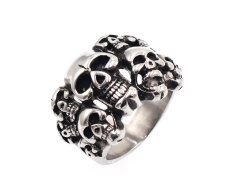Stainless steel punk skull ring