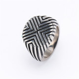 Stainless steel retro trendy punk ring