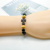 Ball sports bracelet, baseball bead string, football woven wooden bead cross, basketball woven bracelet
