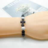 Ball sports bracelet, baseball bead string, football woven wooden bead cross, basketball woven bracelet