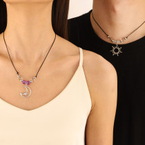 Sun Moon Handmade Beaded Alloy Couple Necklace