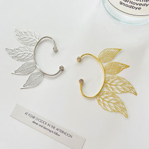 Sparkling diamond hollow leaf ear clip ear hook